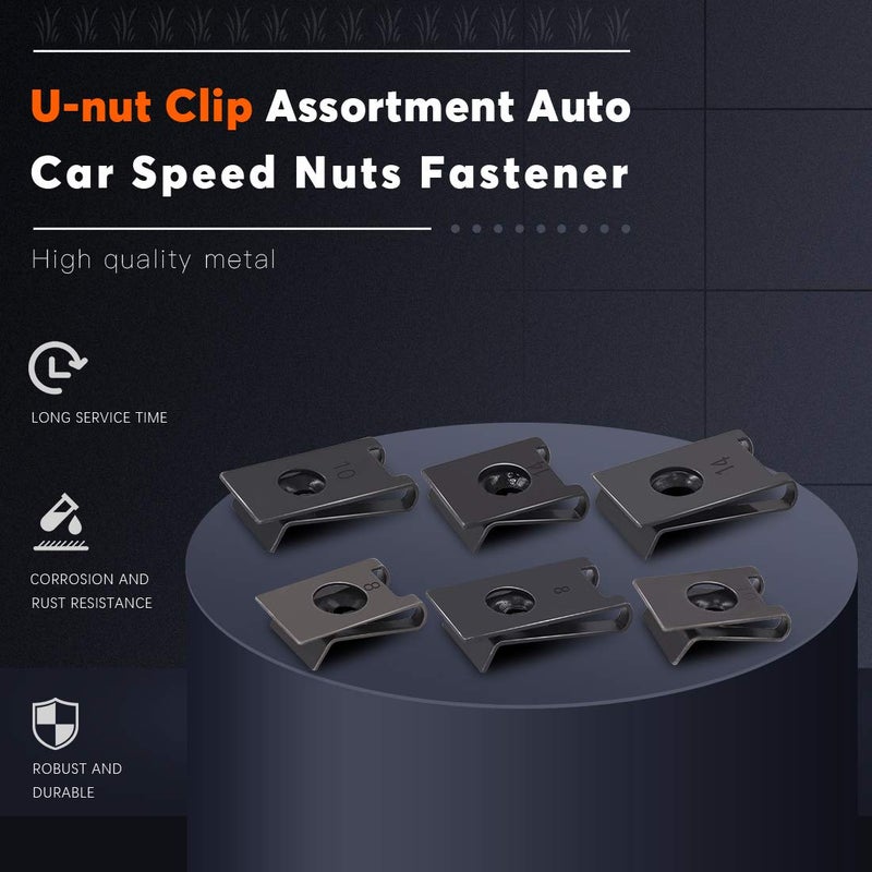 Rustark 225 Pcs 6 Size SAE U-nut Clip Assortment Auto Car Speed Nuts Fastener with Store Box for Dash Door Panel Interior - Image 3